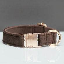 Load image into Gallery viewer, Multiple Colour Velvet Personalise Dog Collar Leash Set With Bow
