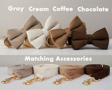 Load image into Gallery viewer, Multiple Colour Velvet Personalise Dog Collar Leash Set With Bow
