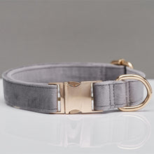 Load image into Gallery viewer, Multiple Colour Velvet Personalise Dog Collar Leash Set With Bow
