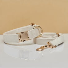 Load image into Gallery viewer, Multiple Colour Velvet Personalise Dog Collar Leash Set With Bow
