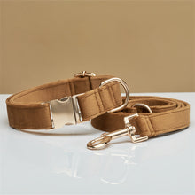 Load image into Gallery viewer, Multiple Colour Velvet Personalise Dog Collar Leash Set With Bow
