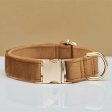 Load image into Gallery viewer, Multiple Colour Velvet Personalise Dog Collar Leash Set With Bow
