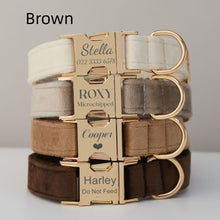 Load image into Gallery viewer, Multiple Colour Velvet Personalise Dog Collar Leash Set With Bow
