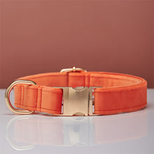 Load image into Gallery viewer, Multiple Colour Velvet Personalise Dog Collar Leash Set With Bow
