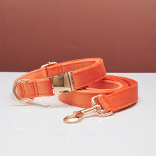Load image into Gallery viewer, Multiple Colour Velvet Personalise Dog Collar Leash Set With Bow
