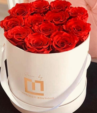 Dozen Everlasting Preserved Red Roses - MCROSES.COM