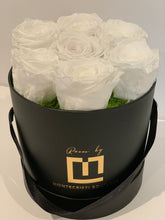 Load image into Gallery viewer, gorgeous white roses, pure as snow, real roses, everlasting, preservered, eternal  roses 
