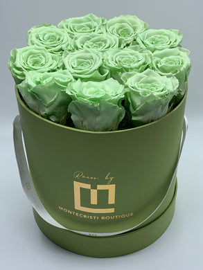 Dozen Everlasting Preserved Seafoam Green  Roses - MCROSES.COM