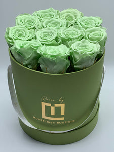 Dozen Everlasting Preserved Seafoam Green  Roses - MCROSES.COM