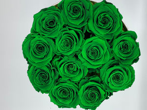 Dozen Everlasting Preserved Emerald Green Roses - MCROSES.COM