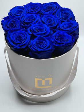 Dozen Everlasting Preserved Royal Blue Roses - MCROSES.COM