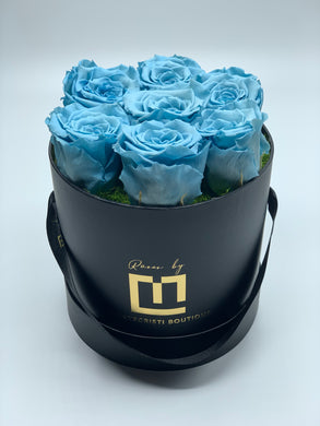 Everlasting Preserved 7 Baby Blue Roses - MCROSES.COM