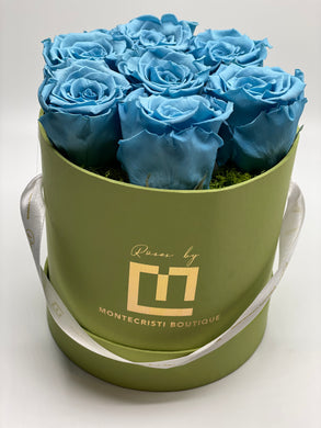 Heavenly 7 collection light blue Roses light green box - MCROSES.COM