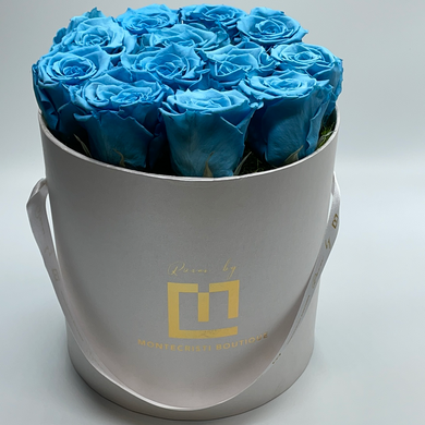 Dozen Everlasting Preserved Deep sky blue roses - MCROSES.COM
